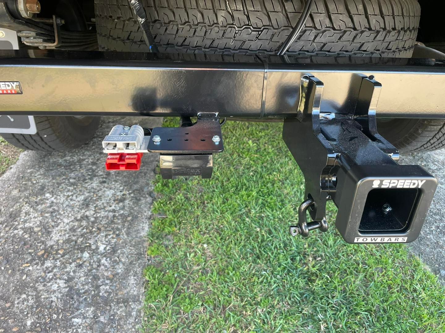 Black Trailer Hitch Receiver on a Vehicle, With Power Connectors Attached — Glenn Rowe Auto Electrics In Murwillumbah, NSW