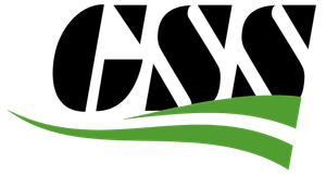 Garber Surveying Service, P.A. Stylized black “GXS” logo with green swoosh lines on a white background