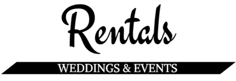Logo reading “Rentals” with “Weddings & Events” on a black banner below