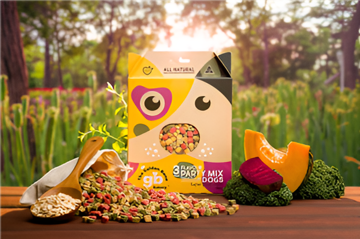 A Box of Dog Food is Sitting on a Wooden Table — Pawz N Clawz Pet Accommodation In Ciccone, NT