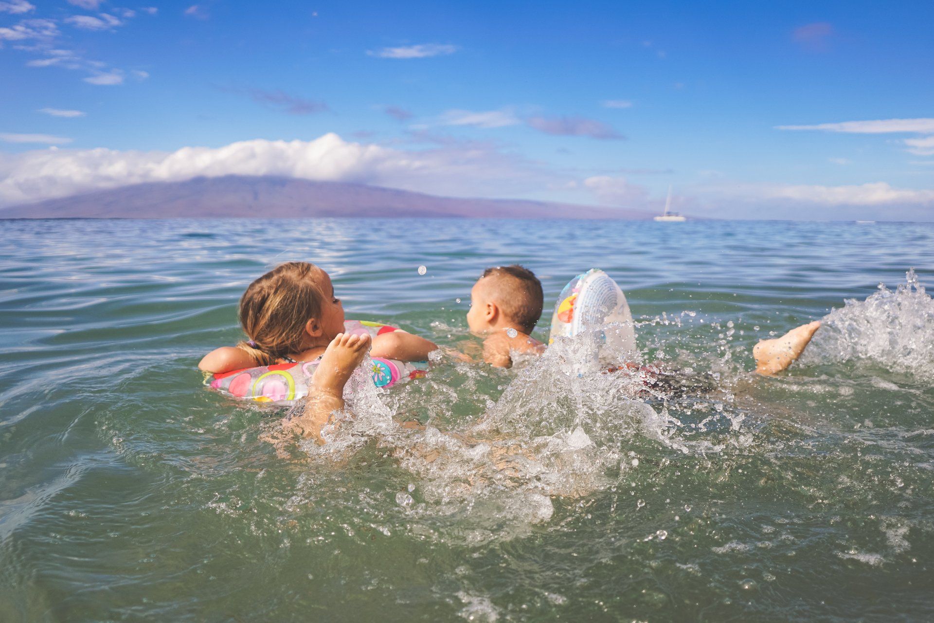 children swimming