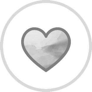 Gray heart icon inside a light gray circle with a soft watercolor fill