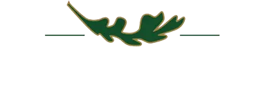 Oak & River Timber Home logo with a gold tree on a black background