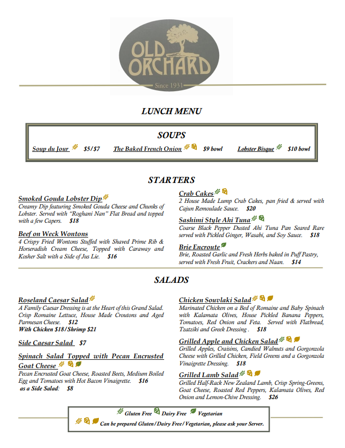 Lunch menu 1