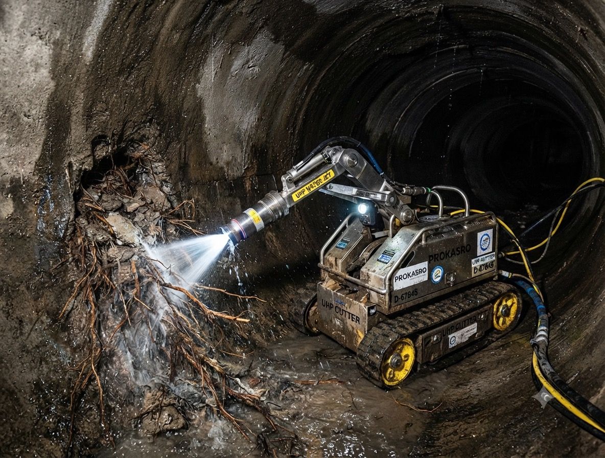 Tech Using Drain Router Drain Cutting and Drain Blockage Removal Specialists