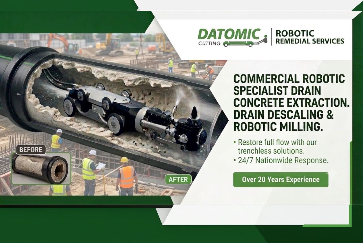 Datomic are investors in CCTV enabled cutting drain technology and use the latest equipment enabling precise performance.