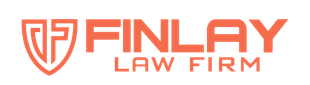 FINLAY Law Firm logo in orange with shield icon and bold text on white background