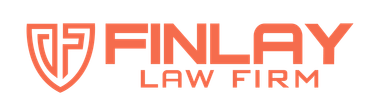 FINLAY Law Firm logo in orange with shield icon and bold text on white background