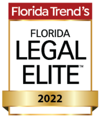 Florida Trend’s Florida Legal Elite 2022 badge with red, white and gold design