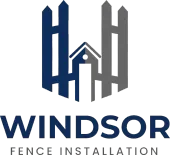 Logo for Windsor Fence Installation: a stylized fence design in blue and gray, above the company name.