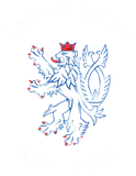 Czech Republic coat of arms: a white lion with red details and a crown.