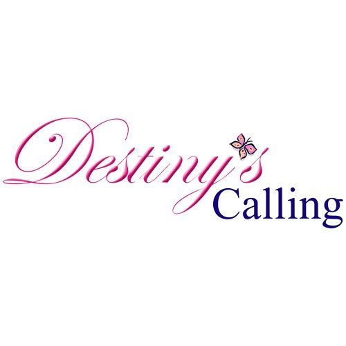 Pink and navy logo reading “Destiny’s Calling” with a small butterfly accent