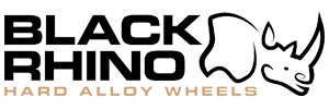 BLACK RHINO Hard Alloy Wheels logo with stylized rhino head in black and tan