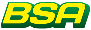Green and yellow BSA logo on a white background