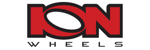 ION Wheels logo in red, black, and white with stylized lettering