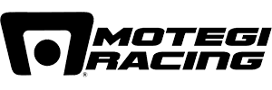 MOTEGI RACING logo in black, with stylized emblem and bold text on a white background