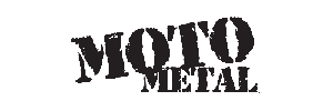 Black distressed text logo reading “MOTO METAL” on a white background
