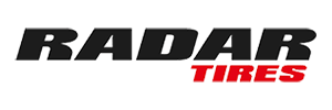The Radar Tires logo in bold black lettering with the word