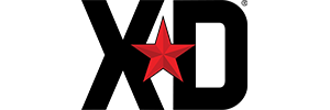 Black XD logo with a red star in the center