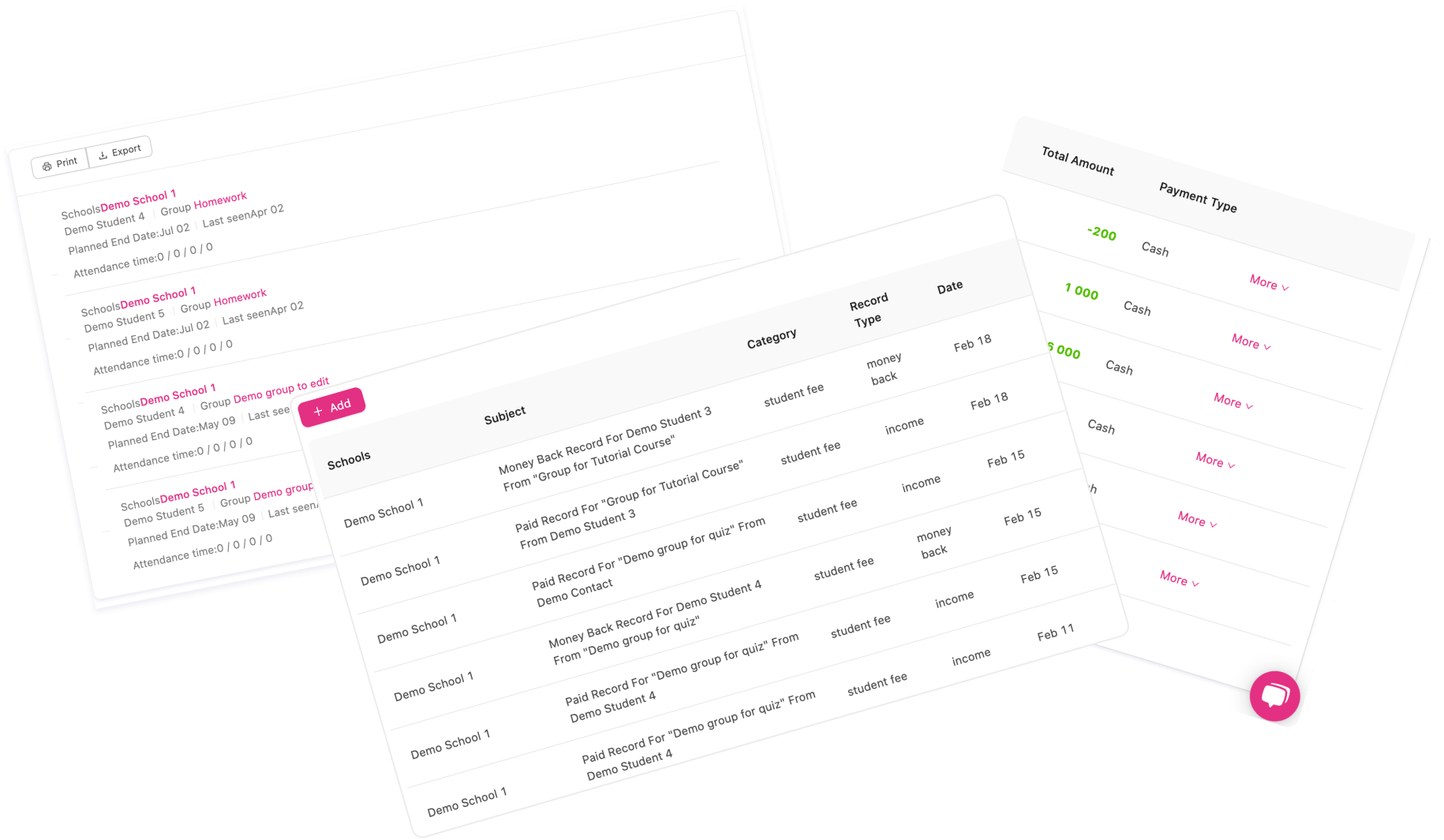 A screenshot of a website with a row of tables on a white background.