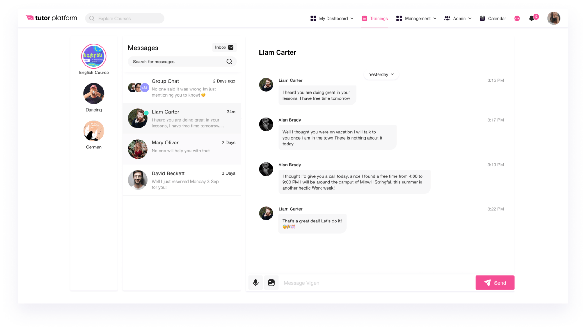 communicate with your students with Tutor Platform
