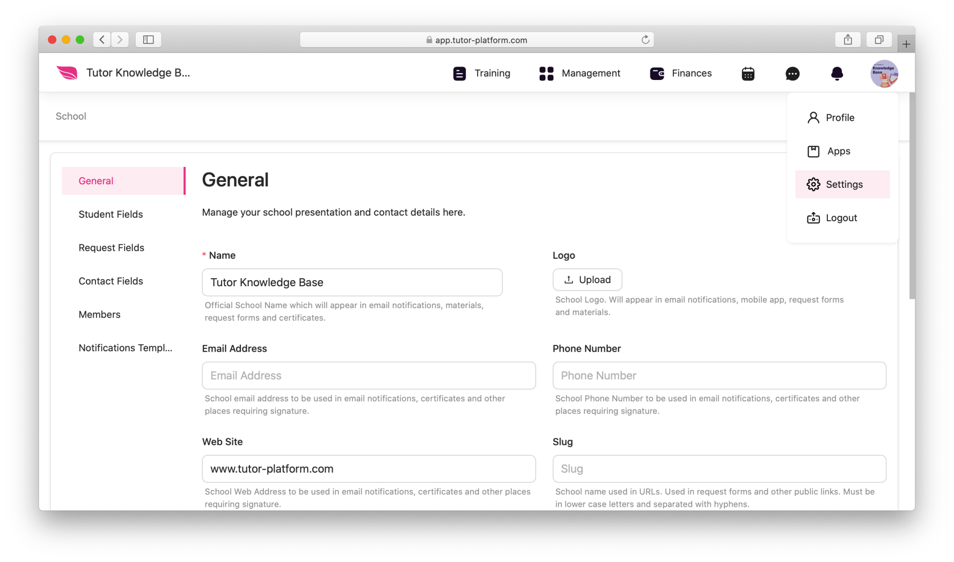 configure school settings