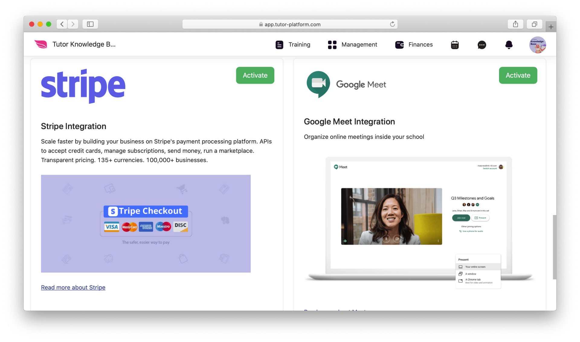 stripe integration, online payment systems