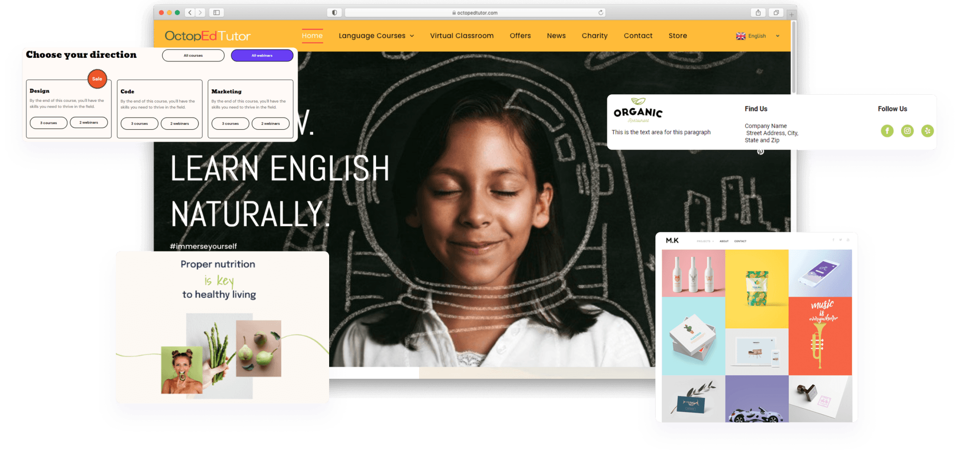 A girl is sitting in front of a blackboard with her eyes closed.