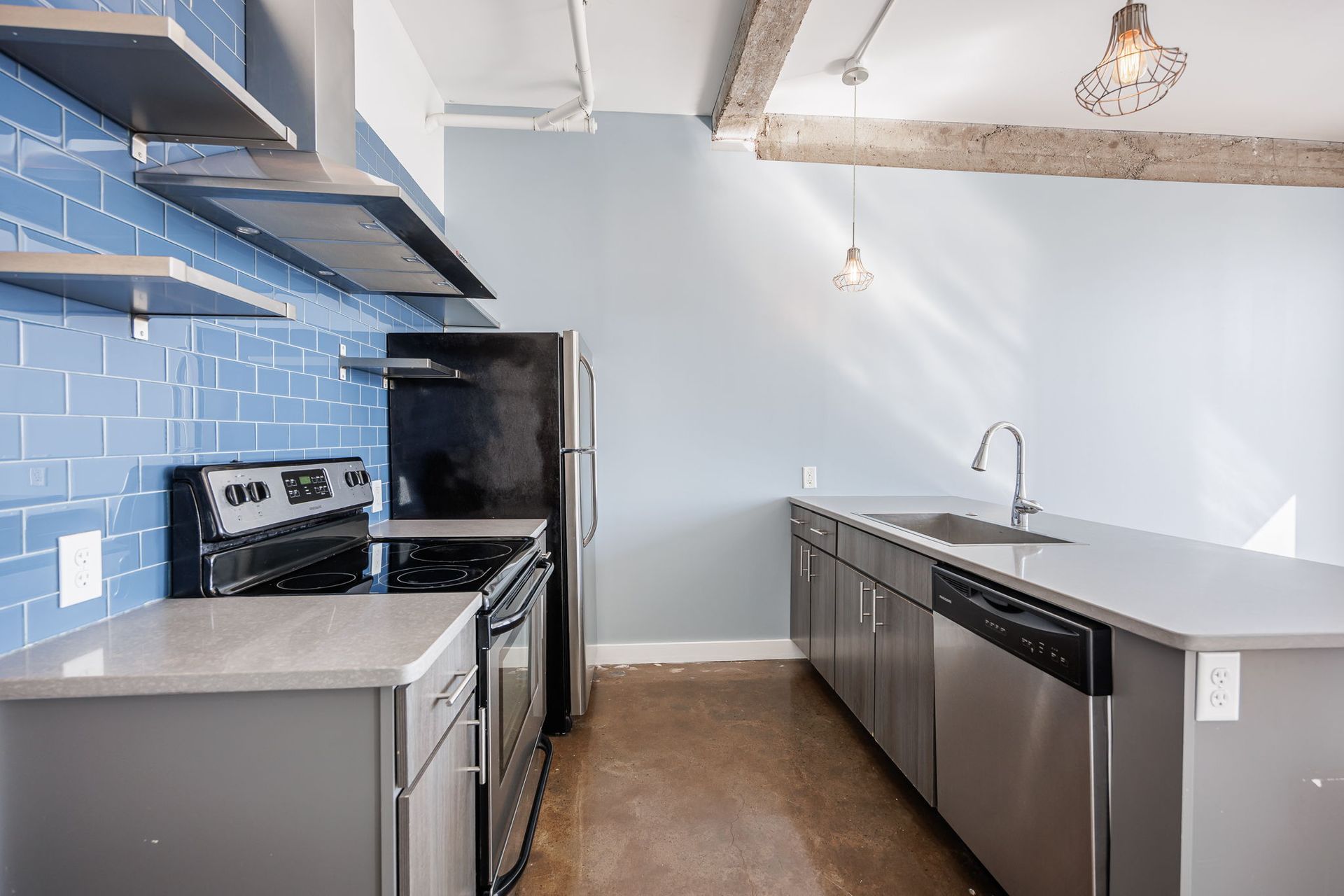 Modern kitchen with stainless steel appliances