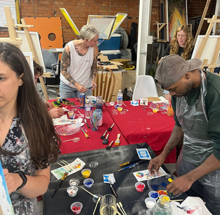 Participants at studio k2 Abstract Paint Night for Adults