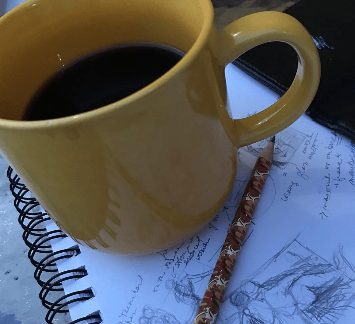 Image of the writer set up when creating blog for studio k2.