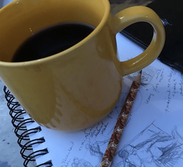 Image of the writer set up when creating blog for studio k2.