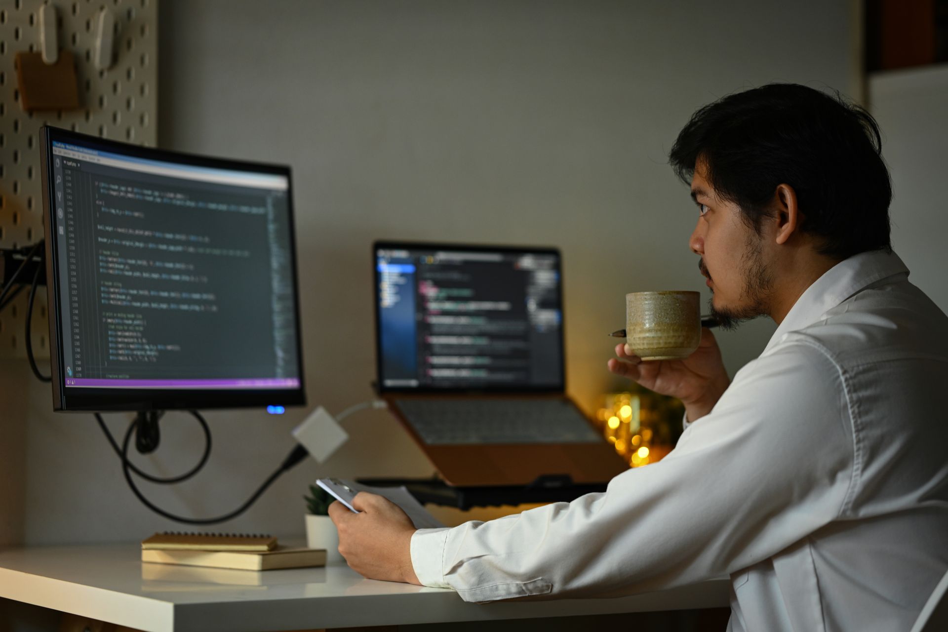 Professional working from home as part of a hybrid work model