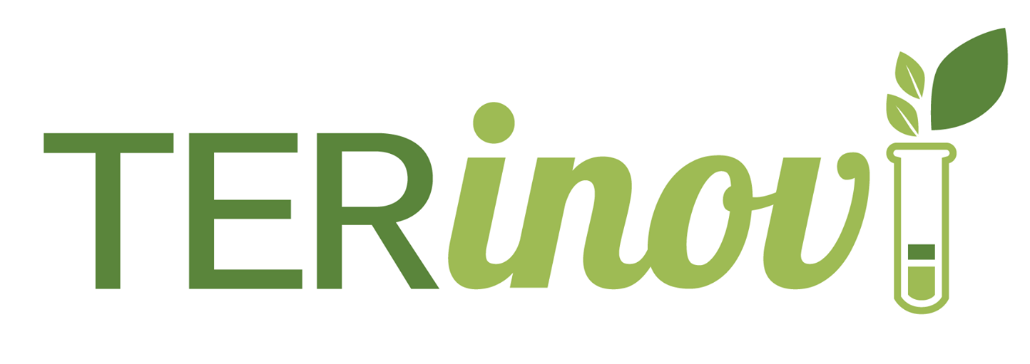 Logo of TERInnov, green text and a science beaker with leaves.