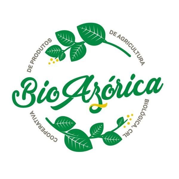 Logo for Bio Azórica, a cooperative, with green leaves and text on white.