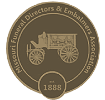 Logo of the Missouri Funeral Directors & Embalmers Association featuring a horse-drawn hearse and the year 1888.