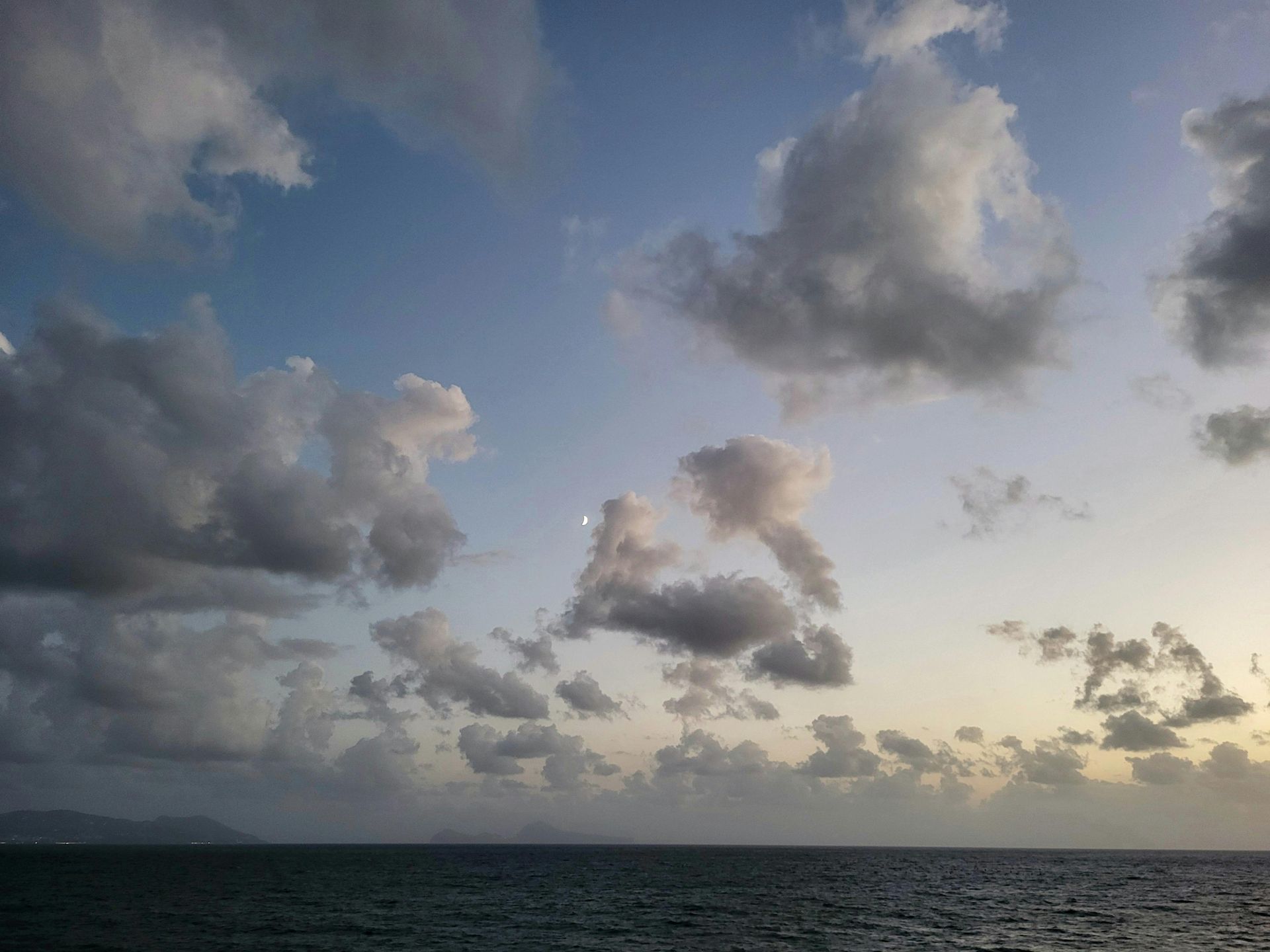 clouds over the sea on the horizon at dusk