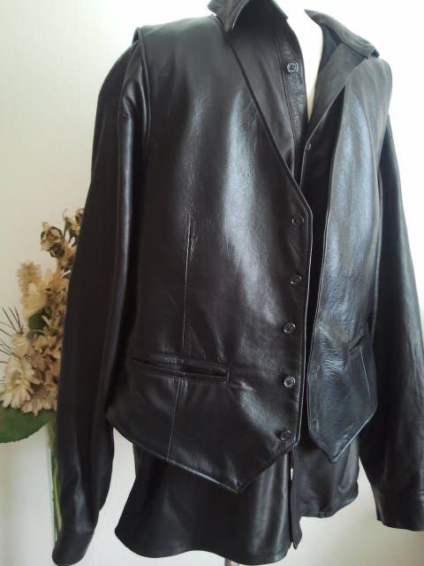 Zwart stoere leren gilet