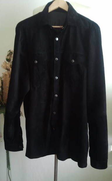 Zwarte suede heren blouse