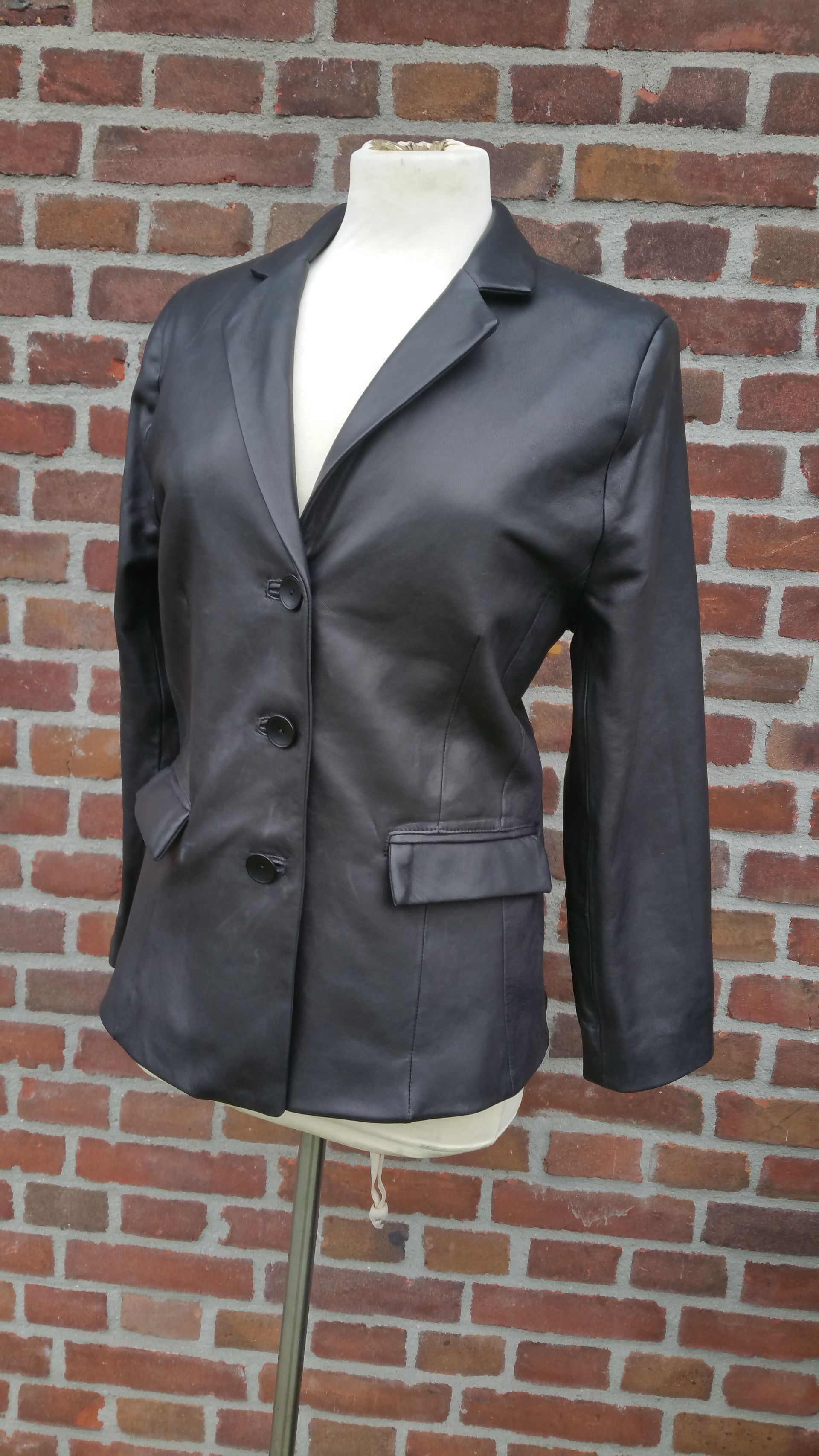 Zwarte leren blazer