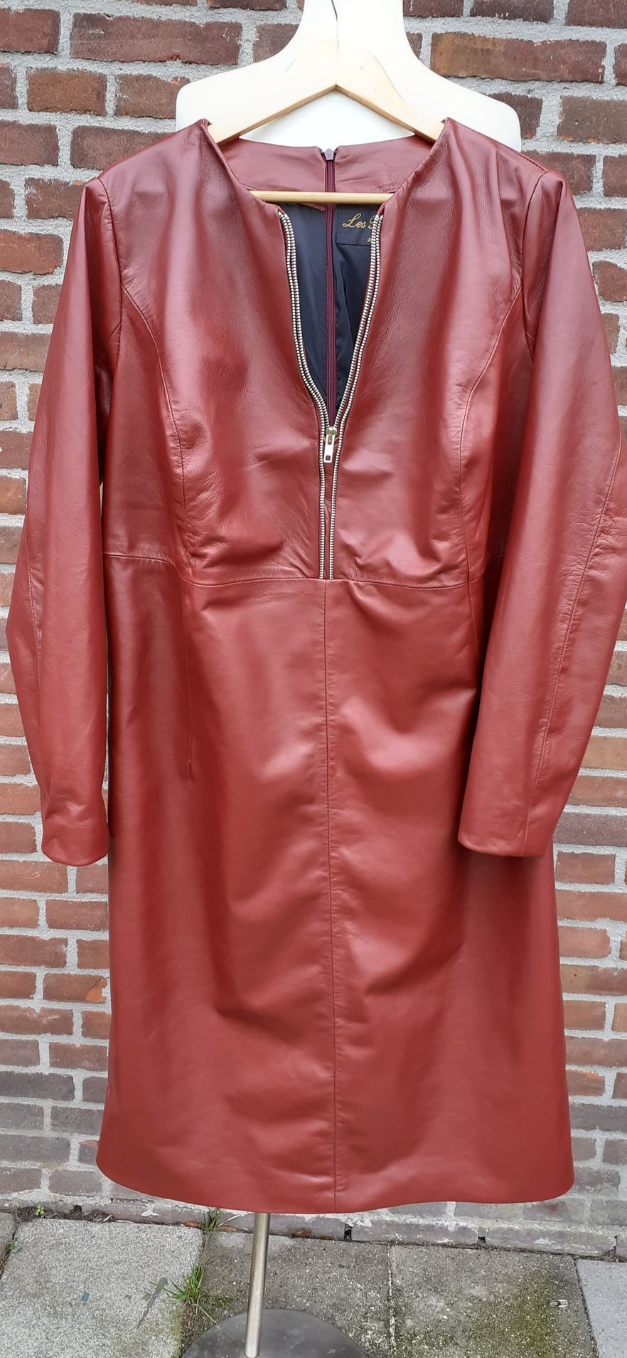 Bordeaux leren jurk