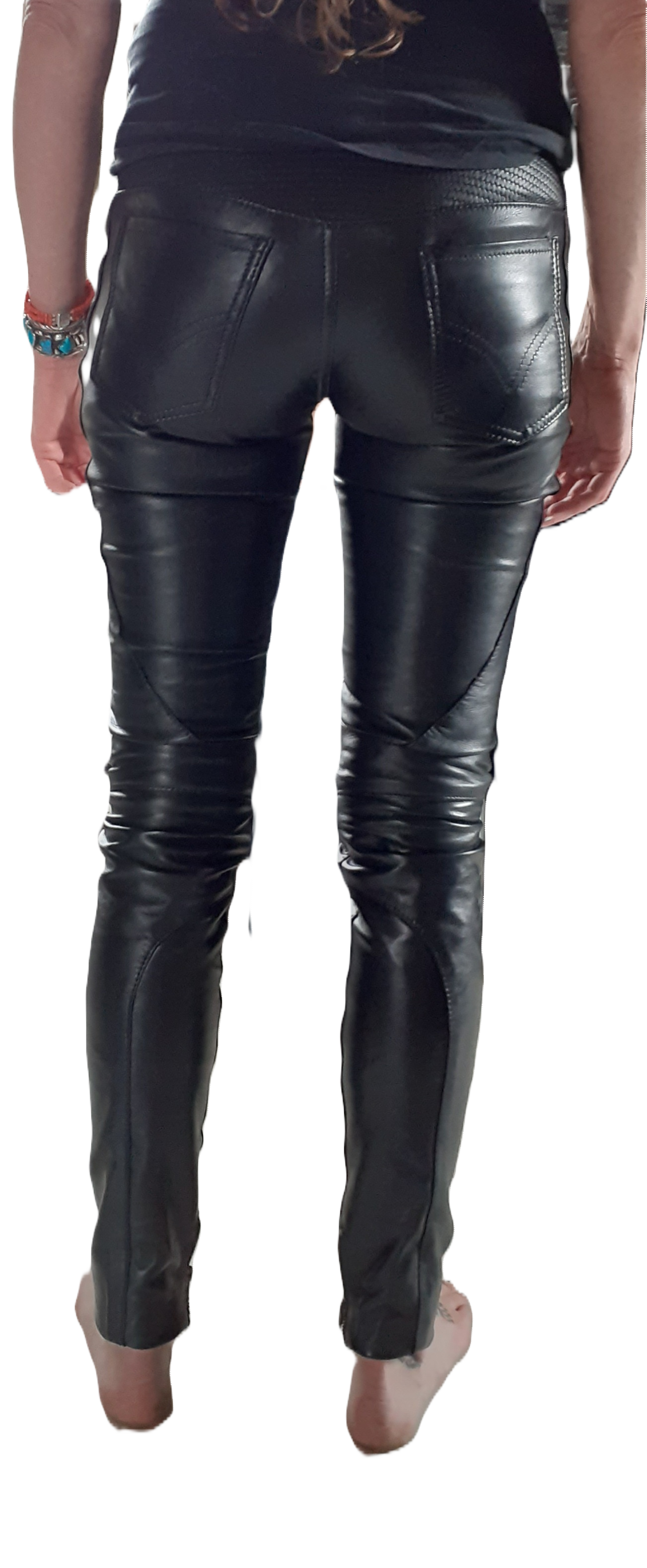 Zwarte leren broek