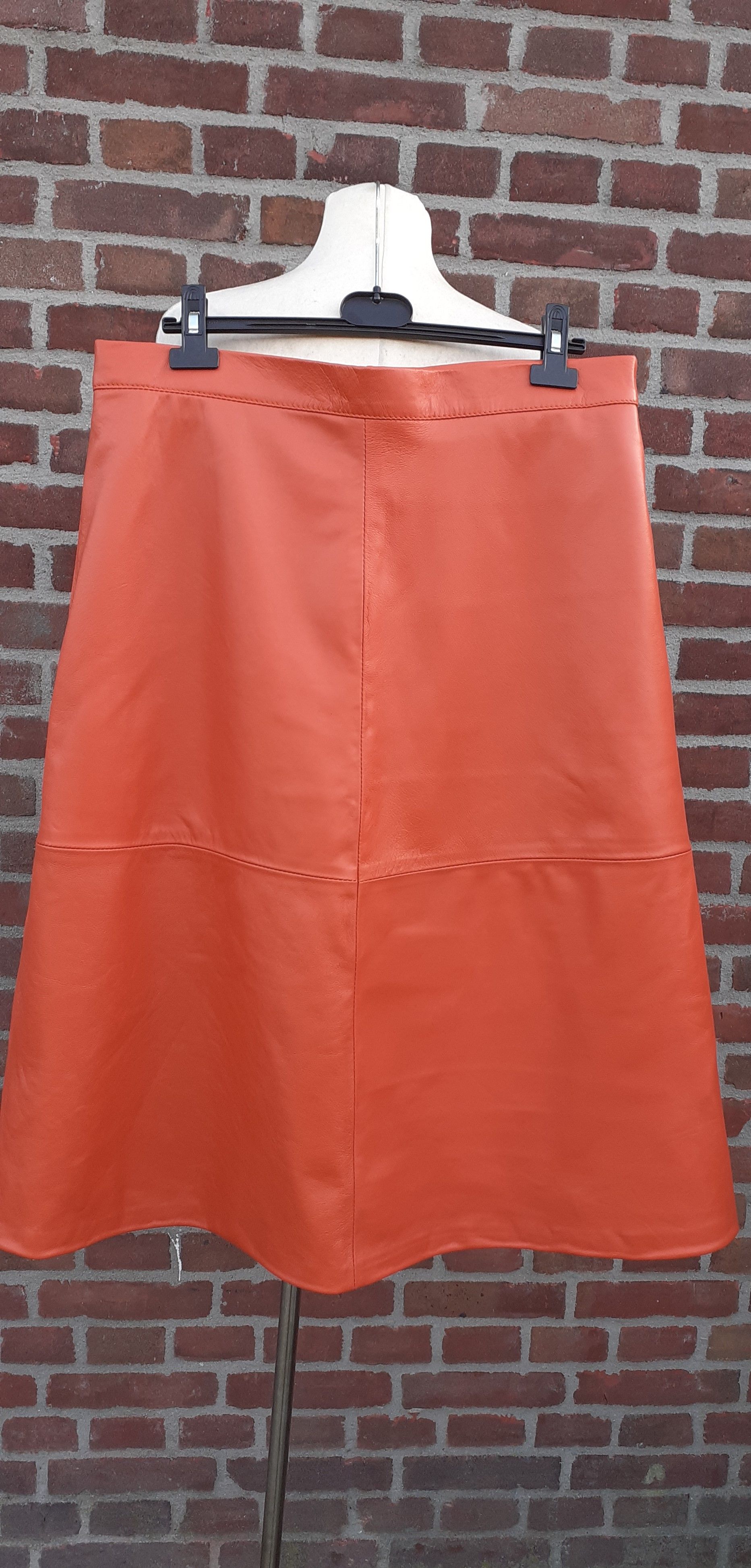 Oranje leren rok- midi