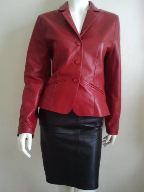 Rode leren blazer