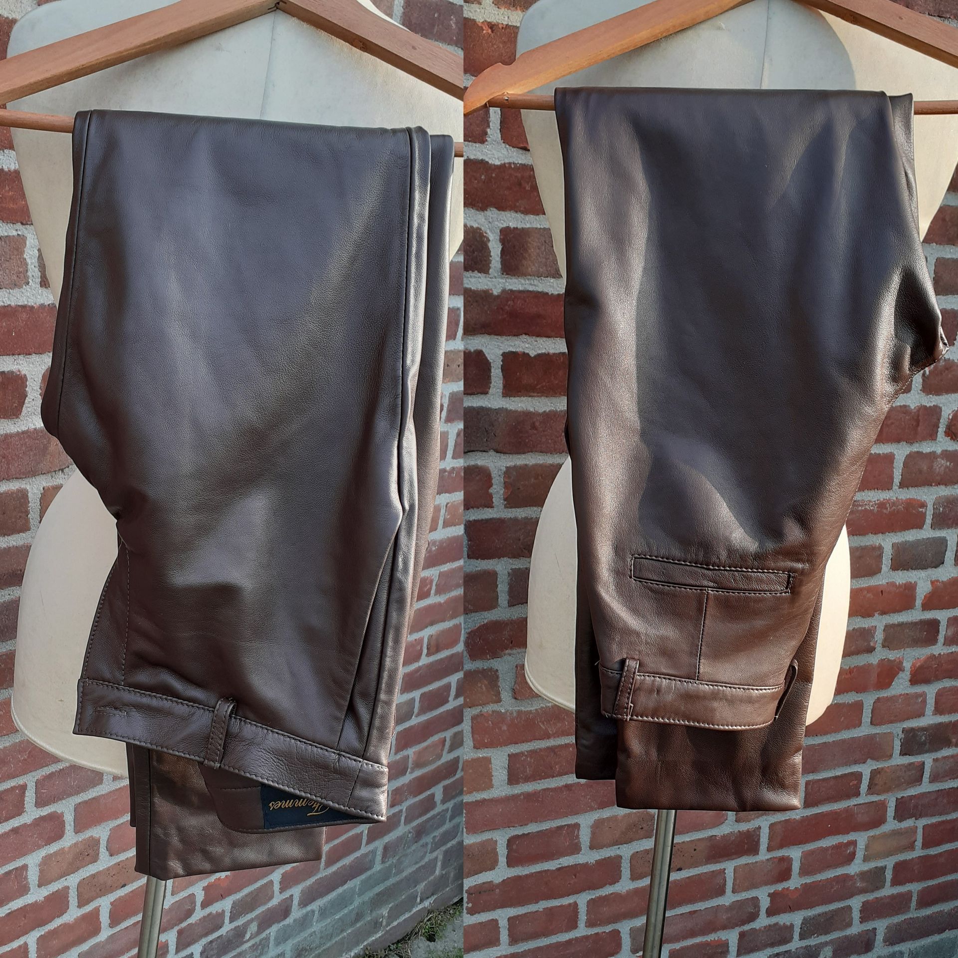 Bruine leren broek