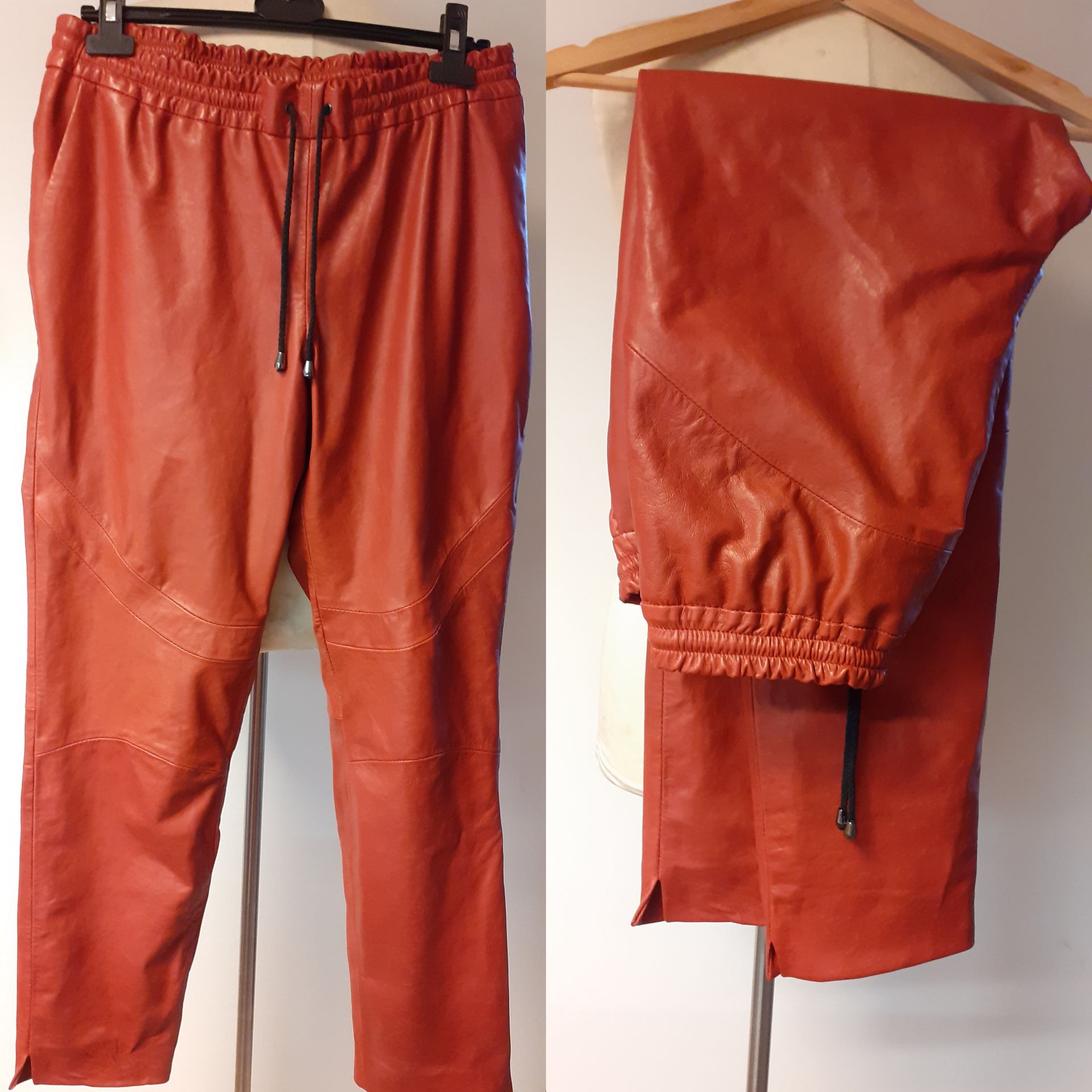 Rode leren joggingbroek