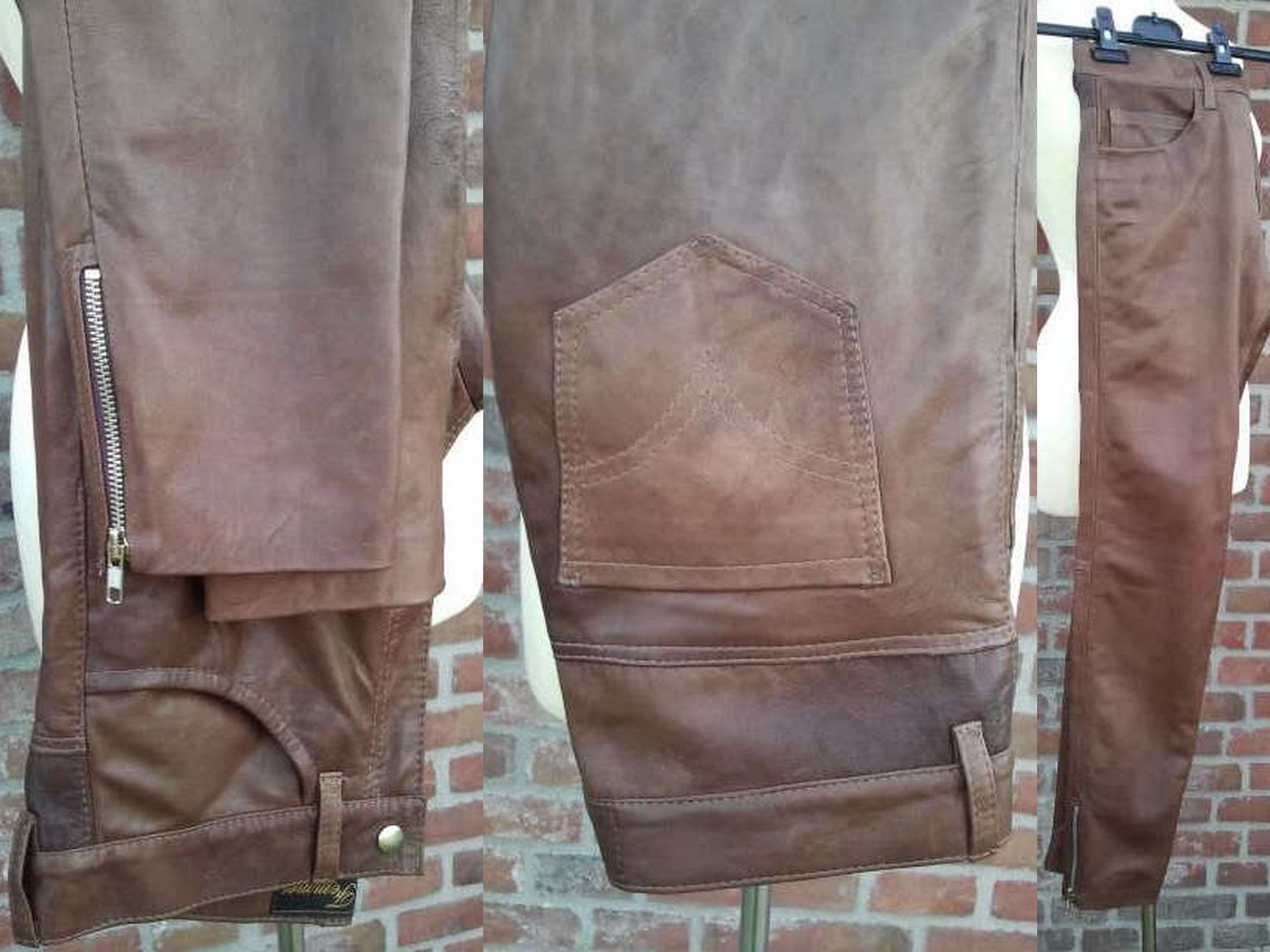 Bruine leren broek