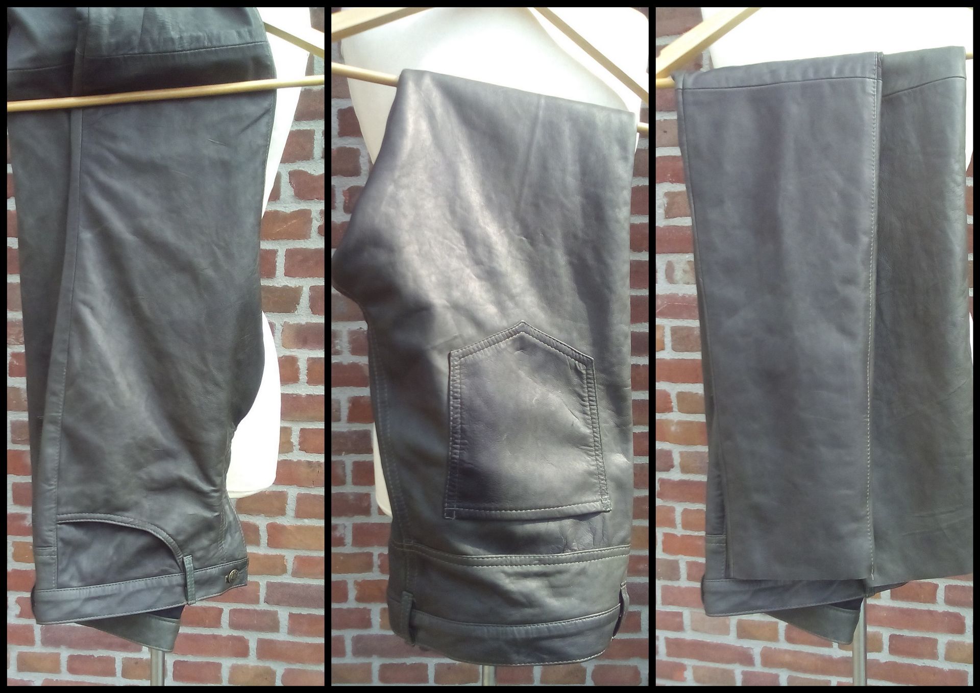 Groene leren jeans broek