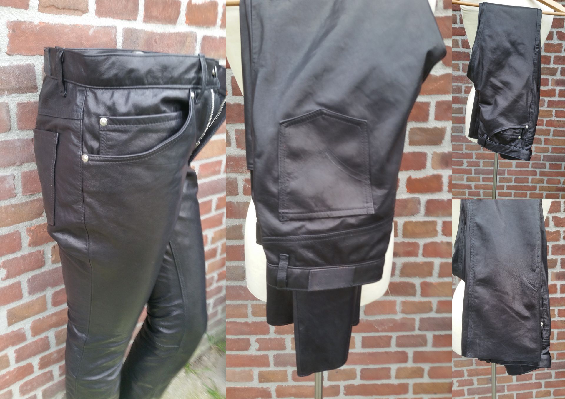 Zwarte leren jeans broek