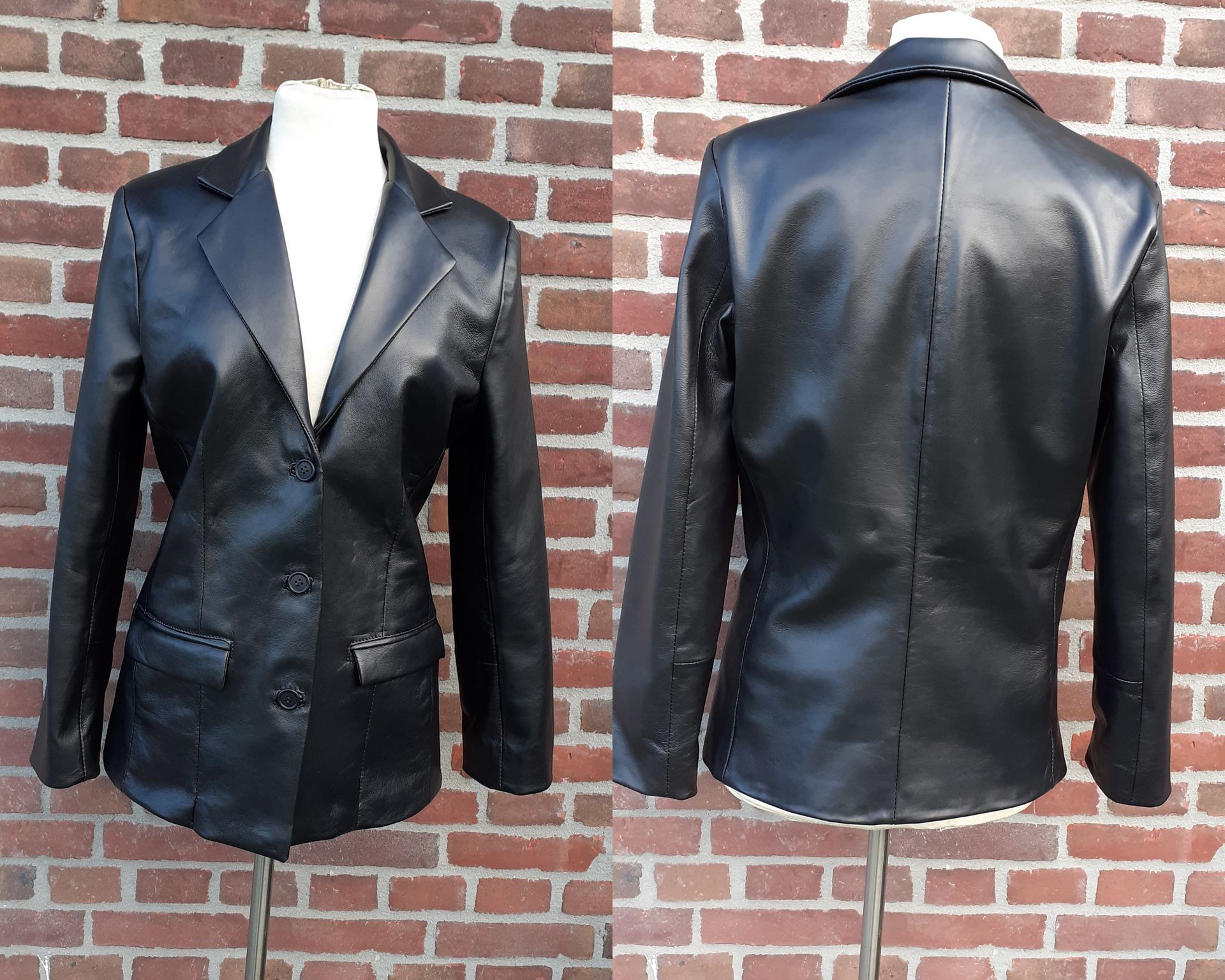 Zwarte leren blazer
